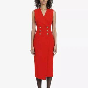 Balmain Red/Orange Midi Dress